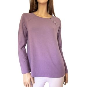 J. Jill Cotton Top Tank Tee Sweater Raglan Long Sleeve Lavender Relaxed Fit XS-S